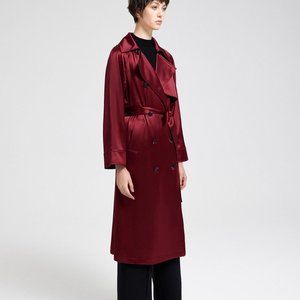 Lattelier Ruby Red  Double-Breasted Trench Coat